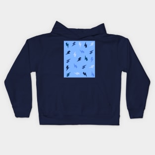 Blue Lightning, Thunder Bolt Pattern Kids Hoodie